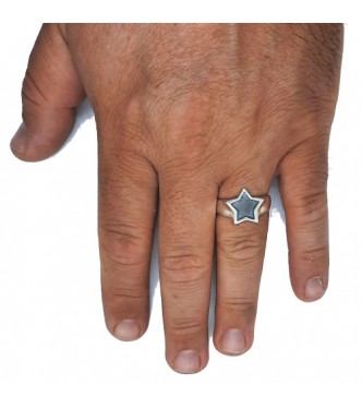 R002467 Genuine Sterling Silver Ring Star Hallmarked Solid 925 Handmade Comfort Fit